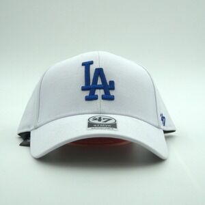 47 Brand MVP LA Dodgers Adjustable Hat – White w/ Blue Embroidered Logo | OSFA
